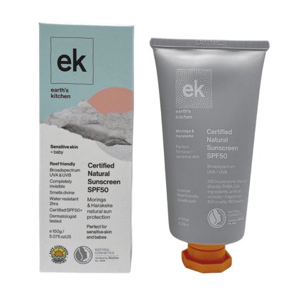 Earth's Kitchen sunscreen, earths kitchen, natural sunscreen, natural suncream, SPF50, reef safe, nature baby, healthpost, little reef & friends., 